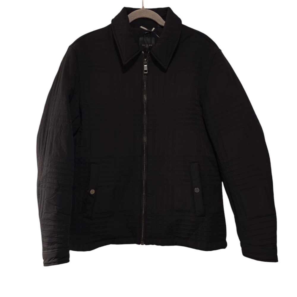 Ted Baker, NWT, Quilted Harrington Jacket With Collar, Zip Up, Black, Men's Sz 3